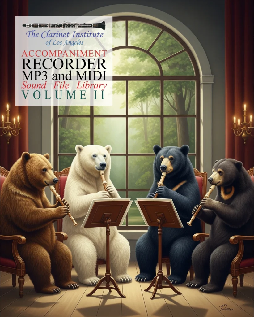 Cover for Recorder Sound Files, Vol. 2 showing bears playing in a recorder quartet