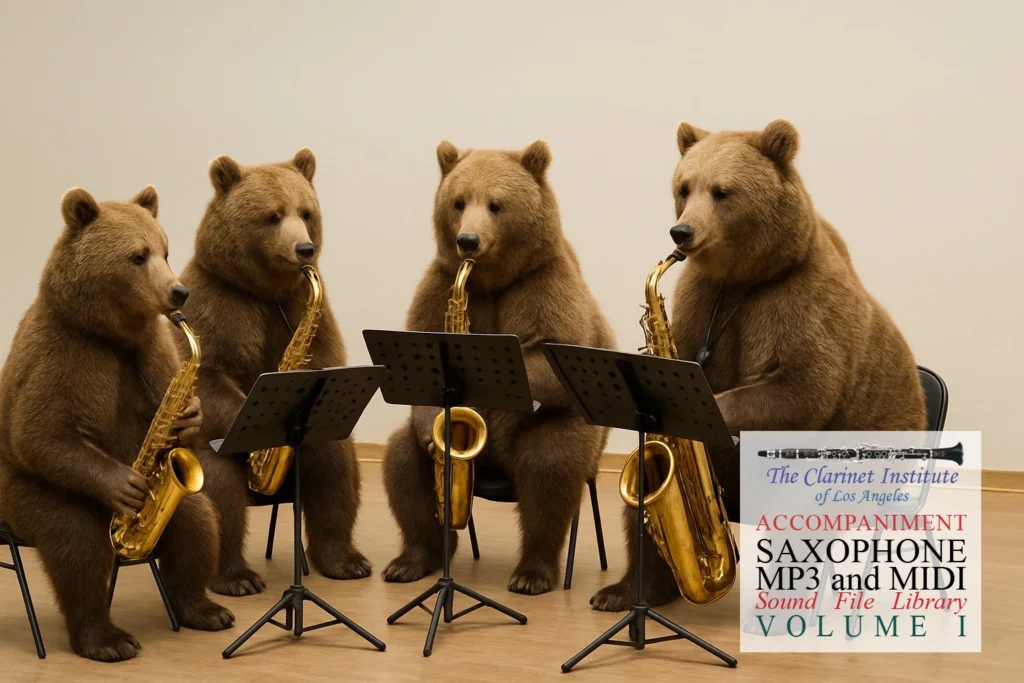Cover for Saxophone Sound Files showing a Bear sax quartet